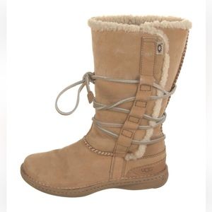 UGG camel suede leather mid-calf laceup boots 9